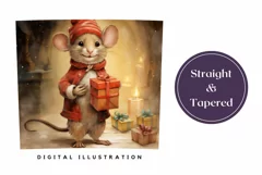 Watercolor Christmas Tumbler Design, Pretty Christmas Mouse Product Image 3