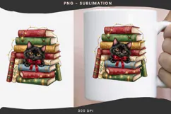Christmas bookish cat png design for T-shirts Product Image 3