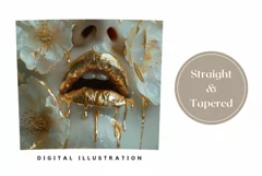 Gold Lips Tumbler Wrap Design, Flowers Tumbler Sublimation Product Image 3