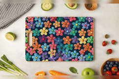 Rainbow Knitted Flowers Cutting Boards sublimation Design Product Image 3