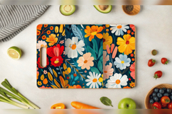 Boho Flowers Garden Cutting Boards sublimation Design Product Image 3