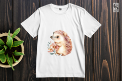 Cute Hedgehog Flower Clipart Sublimation PNG Product Image 3
