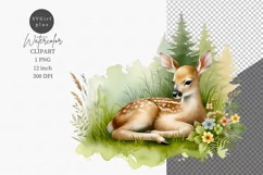 Deer clipart, Deer sublimation, Woodland animal Product Image 1