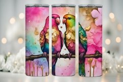 Alcohol Ink Rainbow Lovebirds Tumbler Wrap | 20oz Skinny PNG Product Image 3