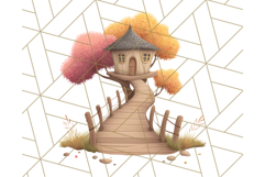 Autumn Treehouse &amp; Woodland Cabin PNG Clipart Product Image 3