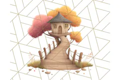 Autumn Treehouse & Woodland Cabin PNG Clipart Product Image 3