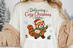 Delivering Cozy Christmas Wishes PNG, Christmas Red Panda Product Image 4