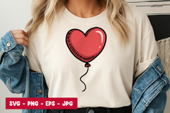 Red Heart Balloon Love SVG PNG Product Image 1