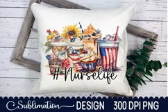 Nurse Life Coffee Sublimation - 4th Of July PNG Product Image 3