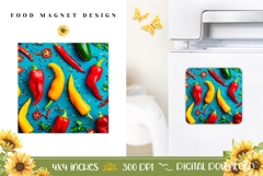 Spicy Pepper Magnet Print, Chili Peppers Magnet Template Product Image 1