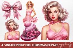 Vintage Pin Up Girl Christmas Clipart Product Image 1
