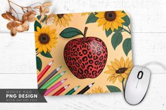 Leopard Print Apple Sunflowers and Pencils Mouse Pad PNG Product Image 1
