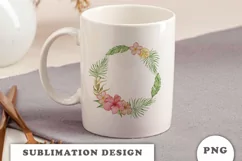 Watercolor Tropical flowers wreath PNG Product Image 3