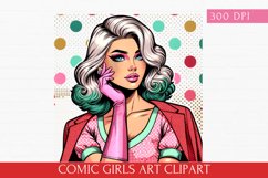 Comic Girls Art clipart, Pop-Art Girls sublimation Product Image 1