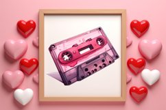 Retro Valentine Watercolor Clipart, Pink Valentine Product Image 3