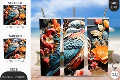 3D Cute Birds Tumbler Wrap| 3D Bird Sublimation Product Image 1