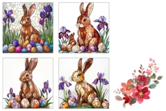 Stained Glass Easter Bunny Sublimation, Easter Bunny PNG Product Image 3