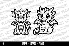 vector illustration of an adorable baby dragon sitting. Product Image 3