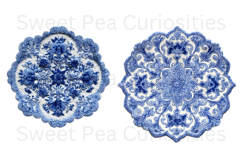 Blue Toile, Ephemera, PNG, Clipart, Junk Journal, flowers Product Image 3