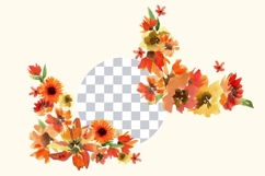 Fall Floral Watercolor Clipart. PNG Autumn Corners Product Image 3