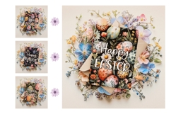 Happy Easter Card Printable, Floral Easter Eggs Card Product Image 3