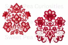 Embroidery, Flowers, Lace, PNG, Clipart, Red Product Image 3