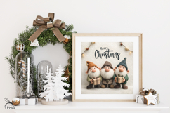 Cute christmas gnomes digital paper, background clipart Product Image 3