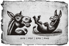 Funny Donkey Woodcut Vector Illustration Bundle 4 Designs Product Image 3