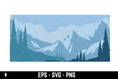Flat vector landscapes featuring blue mountain Product Image 3