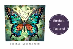 Butterfly Tumbler Wrap Design, Stained Glass Butterfly PNG Product Image 3