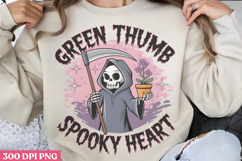 Green Thumb Spooky Heart PNG, Cute Grim Sublimation PNG Product Image 1