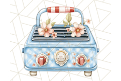Blue Cottagecore Kitchen Clipart, Vintage Country Floral Png Product Image 3