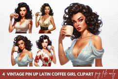 Vintage Pin Up Latin Coffee Girl Clipart Product Image 1