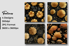 Golden Floral Digital Paper Pattern Product Image 3