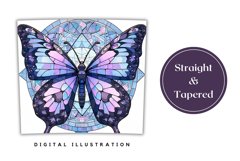 Stained Glass Butterfly Tumbler Sublimation, Butterfly PNG Product Image 3
