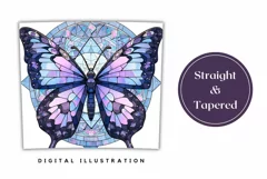 Stained Glass Butterfly Tumbler Sublimation, Butterfly PNG Product Image 3