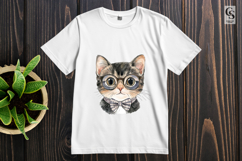 Watercolor Nerd Cat Clipart Sublimation PNG Product Image 3
