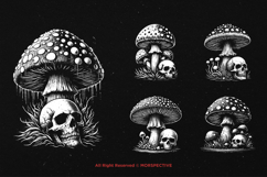 10 Bundle Dark Art Skull Mushroom Plant Spore Fungi Skeleton Product Image 5