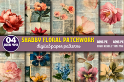 Shabby Floral Patchwork Collage Paper Bundle PNG Product Image 4