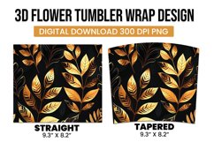 Golden and black 3d leaves tumbler wrap Product Image 3
