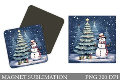 Snowman Magnet Sublimation. Cute Snowman Christmas Magnet Product Image 1