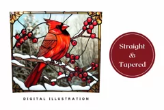 Christmas Cardinal Tumbler, Stained Glass Bird Tumbler Wrap Product Image 3
