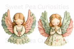 Christmas, Angels, Ephemera, PNG, watercolor, Clipart Product Image 3