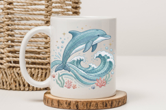 Embroidery Dolphin PNG, Nautical Ocean Sublimation Design Product Image 3