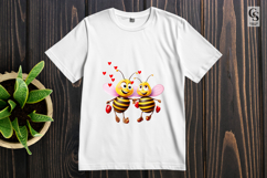 Cute Bee Couple Heart Illustration Clipart Sublimation PNG Product Image 2