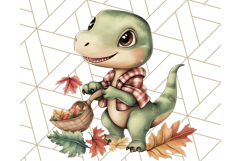 Fall Dinosaur PNG Clipart with Autumn Elements, Cute Dino Product Image 3