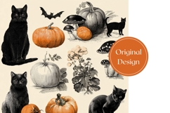 Fall Pumpkins Tumbler, Halloween Black Cat Tumbler Design Product Image 3
