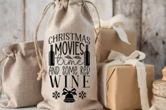 Christmas movies time and some red wine SVG, Christmas SVG Product Image 3