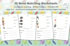 PreSchool 30 Word Matching Worksheets for Kids Product Image 7