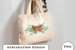 Watercolor Christmas bouquet sublimation Product Image 3